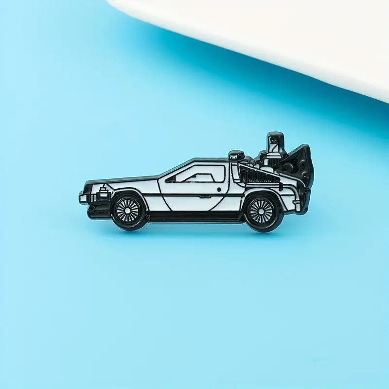 car pin, delorean pin, future, time machine, enamel pin, hard enamel pin, time machine pin, 80s pin, nostalgic, blast from the past