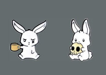 Sarcastic Bunny Pins, Bunny Skull pin, Bunny Coffee pin, Emo bunny pins, enamel pins, evil bunny pins, bunny pins, sarcastic pins